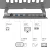 CLUB3D Verstellbarer Aluminium-Laptop-Ständer mit USB-C® Hub, Grau, 260 mm, 224 mm, 56 mm, 1,76 kg, 315 mm