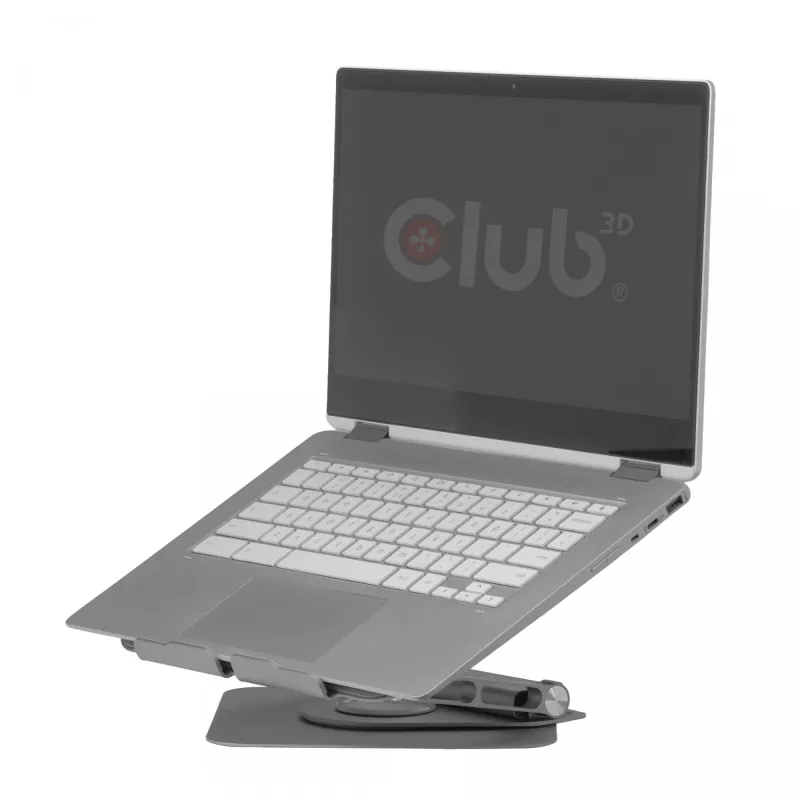 CLUB3D Verstellbarer Aluminium-Laptop-Ständer mit USB-C® Hub, Grau, 260 mm, 224 mm, 56 mm, 1,76 kg, 315 mm