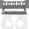 CLUB3D Verstellbarer Aluminium-Laptop-Ständer mit USB-C® Hub, Grau, 260 mm, 224 mm, 56 mm, 1,76 kg, 315 mm