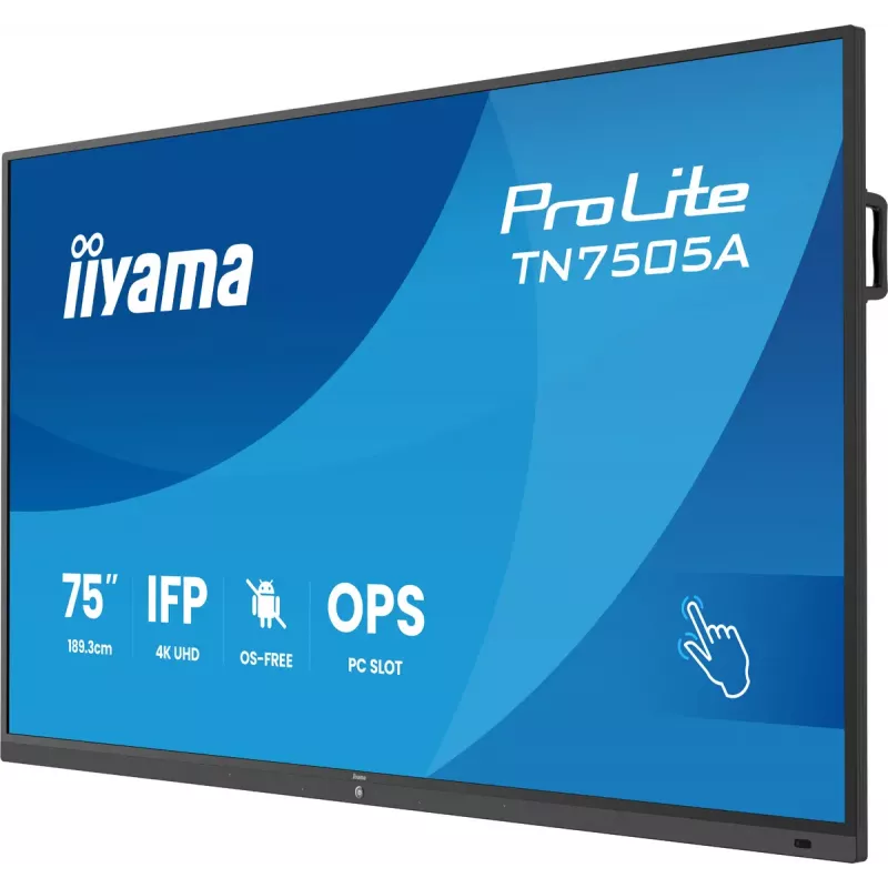 iiyama TN7505A-B1AG Signage Display Interaktives Flachbildschirm-Display 189,3 cm (74,5 Zoll) 500 cd/m² 4K Ultra HD Schwarz Touchscreen