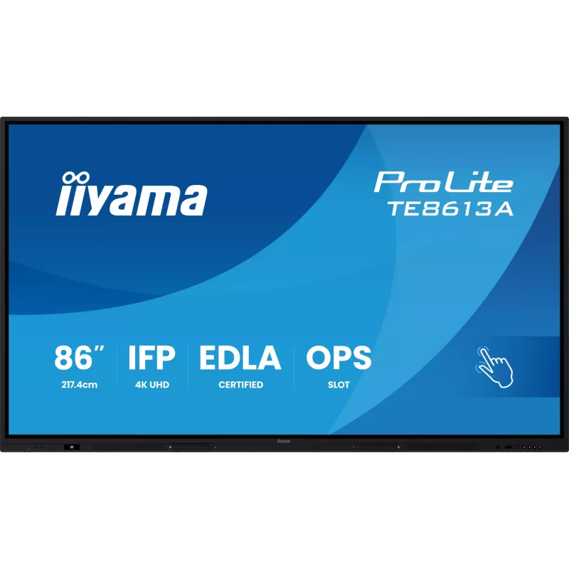 Interaktives Flachdisplay IIYAMA TE8613A-B2AG 85,6 Zoll (2,17 m) 4K UHD, 500 cd/m², Wi‑Fi, Android, 24/7