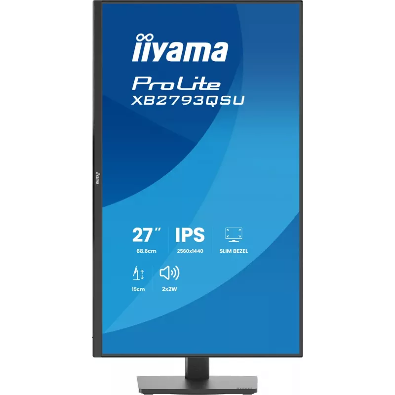 Monitor IIYAMA ProLite XB2793QSU-B1 27 Zoll (68,6 cm) IPS LED Quad HD 2560x1440, matt, USB-Hub, Lautsprecher, VESA, höhenverstellbar, schwarz