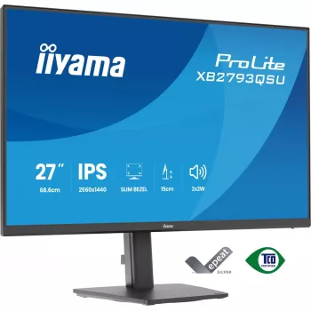 Monitor IIYAMA ProLite XB2793QSU-B1 27 Zoll (68,6 cm) IPS LED Quad HD 2560x1440, matt, USB-Hub, Lautsprecher, VESA, höhenverstellbar, schwarz