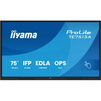 Interaktives Flachdisplay IIYAMA TE7513A-B2AG 75 Zoll 4K UHD Touchscreen, 500 cd/m², Wi‑Fi, Android, 24/7