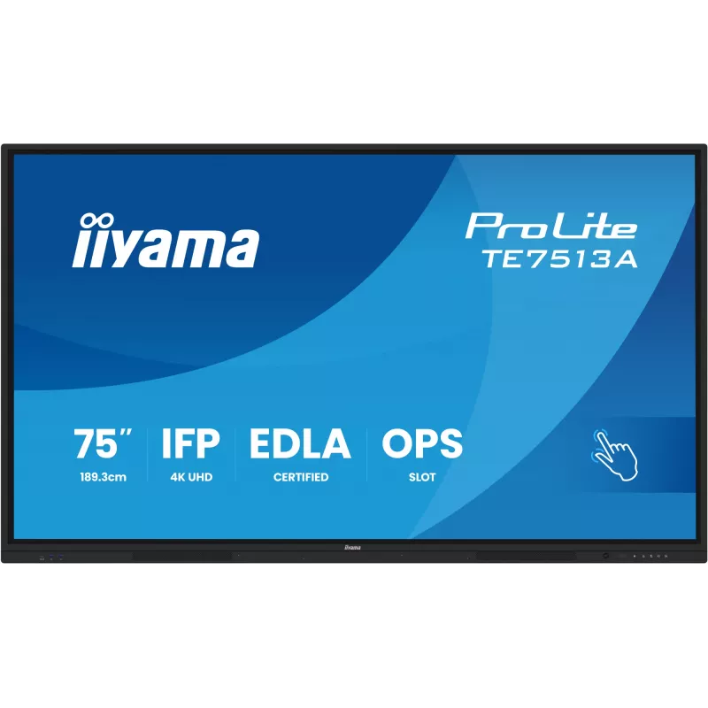 Interaktives Flachdisplay IIYAMA TE7513A-B2AG 75 Zoll 4K UHD Touchscreen, 500 cd/m², Wi‑Fi, Android, 24/7