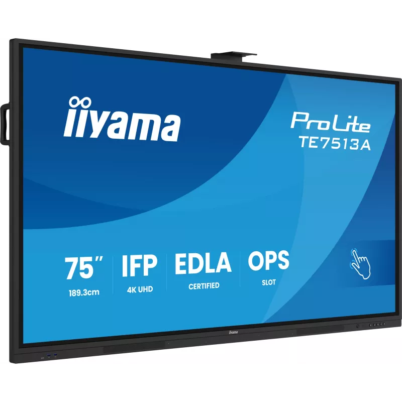 Interaktives Flachdisplay IIYAMA TE7513A-B2AG 75 Zoll 4K UHD Touchscreen, 500 cd/m², Wi‑Fi, Android, 24/7