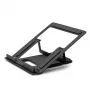 Lindy Faltbarer quadratischer Laptop-Riser, Laptop-Arm, Schwarz, Silber, Aluminium, Gummi, 10 kg, RoHS, REACH & California Proposition 65, 90 - 113 mm