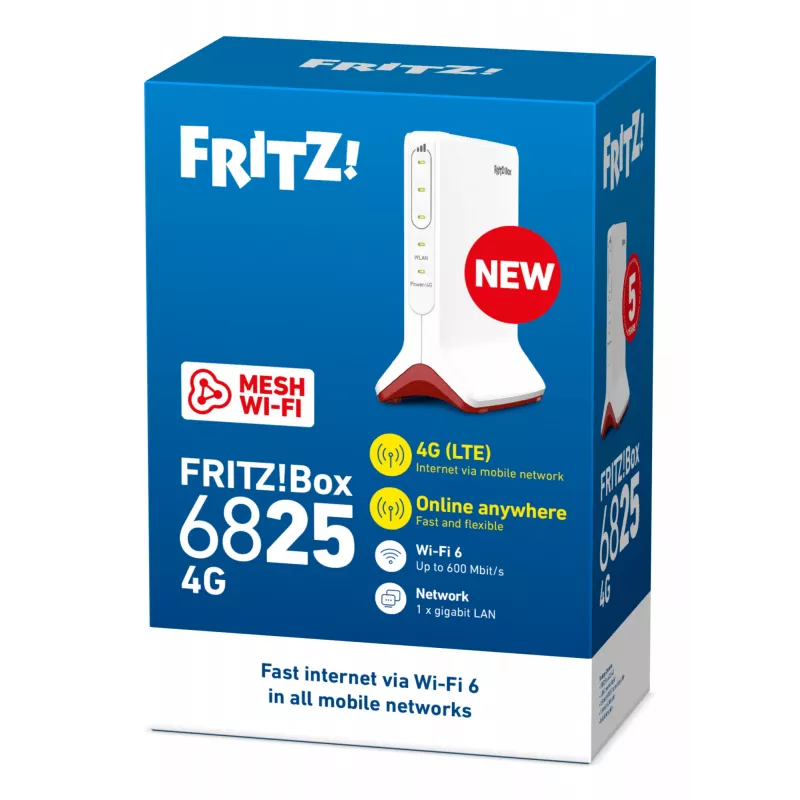Box FRITZ 6825 4G WLAN-Router Gigabit Ethernet Single-Band (2,4 GHz) Weiß