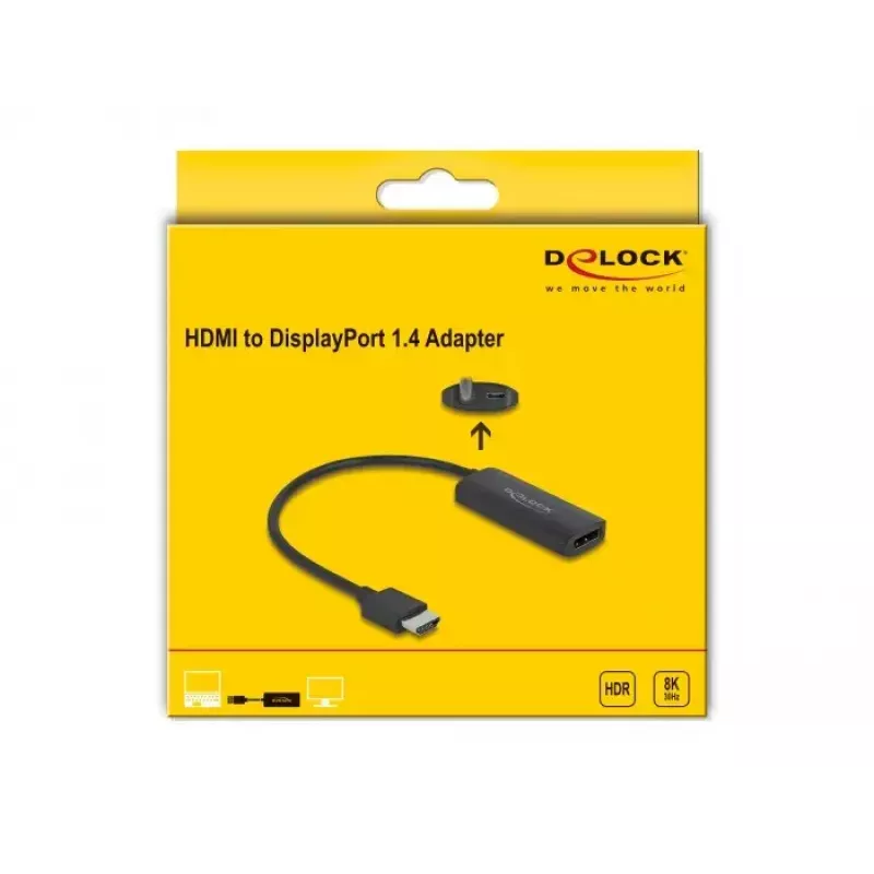 DeLOCK Adapter HDMI-A Stecker auf DisplayPort Buchse 8K 0,18 m
