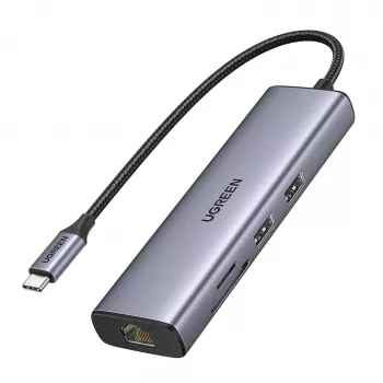 USB-C Hub UGREEN 90568 2 USB 3.0 HDMI RJ45 SD TF PD port