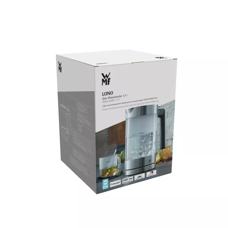 WMF Lono 0413150011 elektrischer Wasserkocher 1,7 l 3000 W Chrom, Transparent