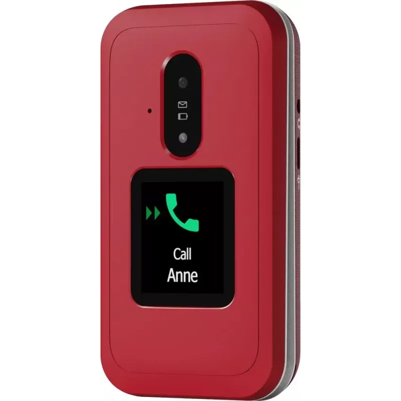 Feature-Phone Doro Leva E30 Klapphandy, 2,8 Zoll (7,11 cm) 320x240, Single-SIM, 0,3 MP Kamera, 1150 mAh, IP55, Rot/Weiß