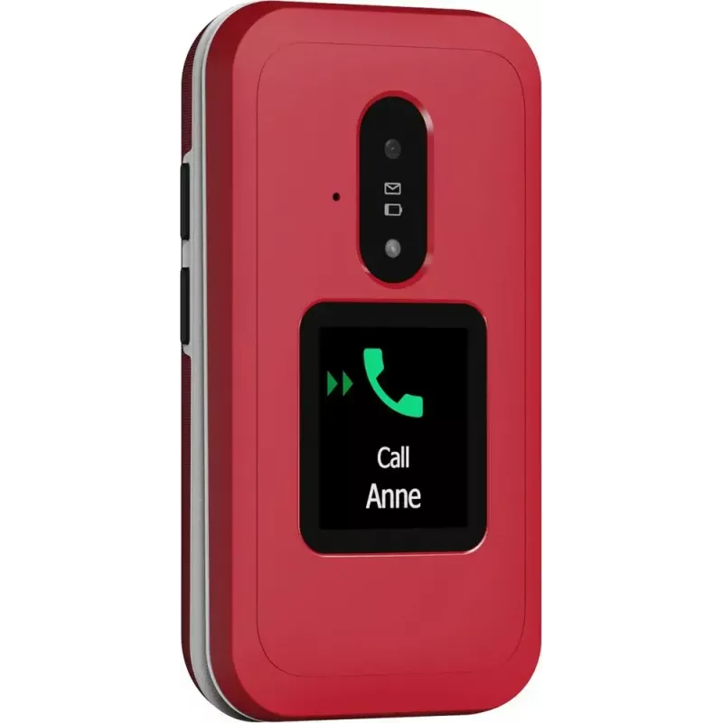 Feature-Phone Doro Leva E30 Klapphandy, 2,8 Zoll (7,11 cm) 320x240, Single-SIM, 0,3 MP Kamera, 1150 mAh, IP55, Rot/Weiß