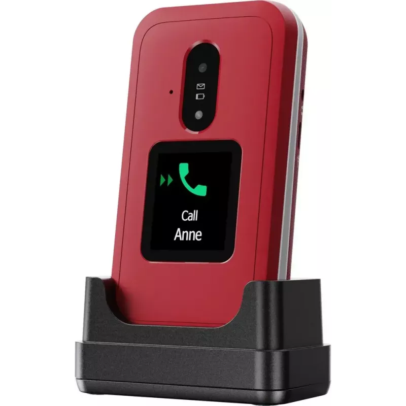 Feature-Phone Doro Leva E30 Klapphandy, 2,8 Zoll (7,11 cm) 320x240, Single-SIM, 0,3 MP Kamera, 1150 mAh, IP55, Rot/Weiß