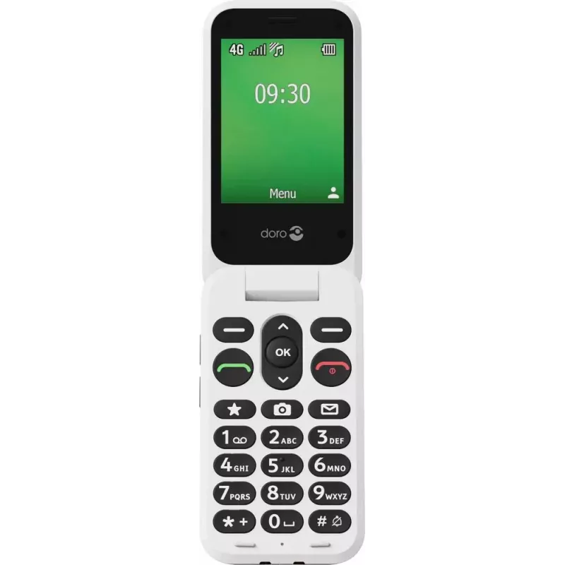 Feature-Phone Doro Leva E30 Klapphandy, 2,8 Zoll (7,11 cm) 320x240, Single-SIM, 0,3 MP Kamera, 1150 mAh, IP55, Rot/Weiß