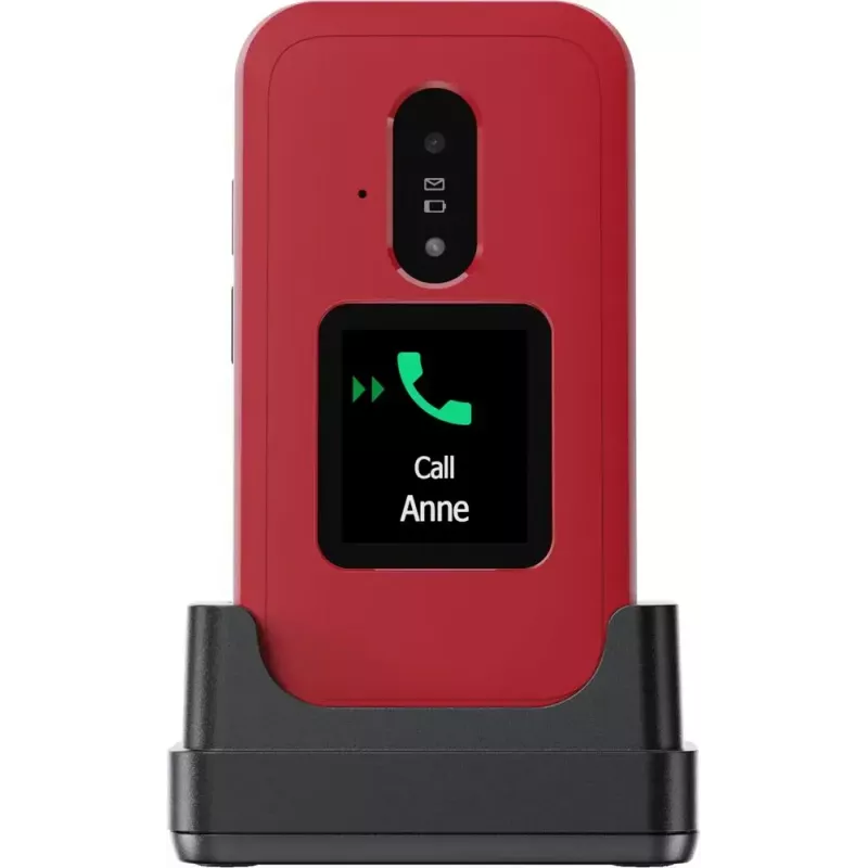 Feature-Phone Doro Leva E30 Klapphandy, 2,8 Zoll (7,11 cm) 320x240, Single-SIM, 0,3 MP Kamera, 1150 mAh, IP55, Rot/Weiß