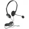 Manhattan Stereo On-Ear-Headset (3,5 mm), Mikrofonbügel, Inline-Lautstärkeregelung, Schaumstoff-Ohrpolster, Standard-2x 3,5-mm-Stereo-Klinkenstecker für Audio-/Mikrofonnutzung, Kabel 2 m, Schwarz, drei Jahre Garantie