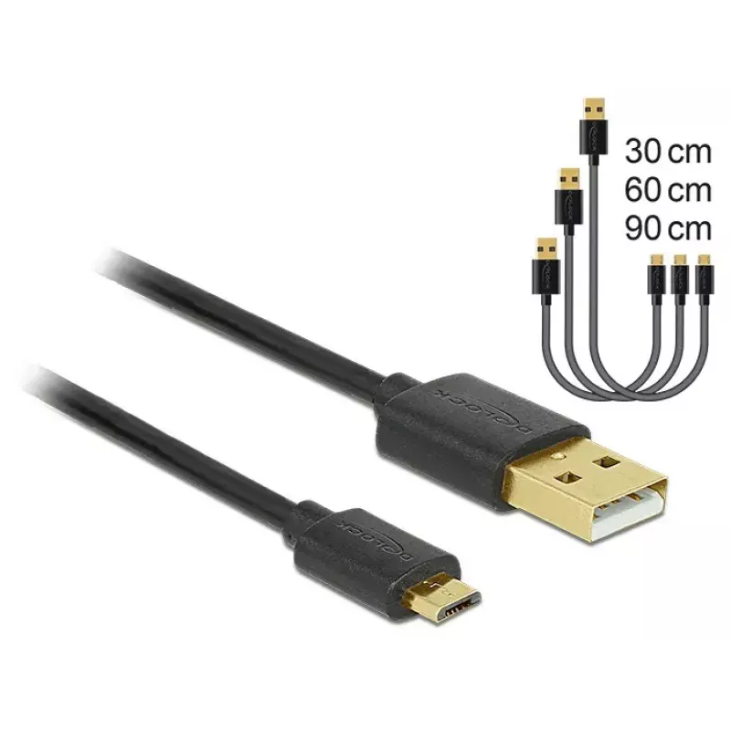 USB-Kabel DeLOCK 83680 USB 2.0 USB A Micro-USB B Schwarz
