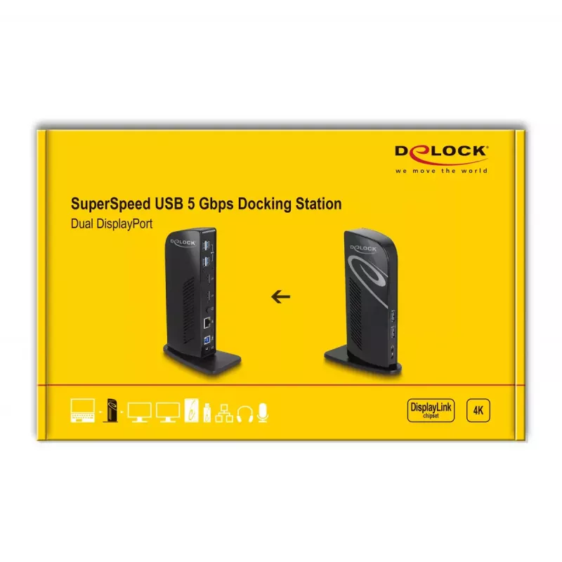 DeLOCK USB Docking Station Dual DisplayPort 4K USB 3.2 LAN Audio