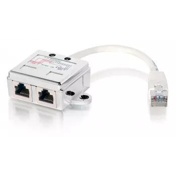 2-Port Cat.5e RJ45 Splitter, Equip 127603, Metallic/Weiß, 0,15 m