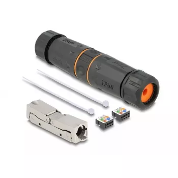 DeLOCK Kabelverbinder LSA auf LSA Cat.6A IP68 wasserdicht schwarz