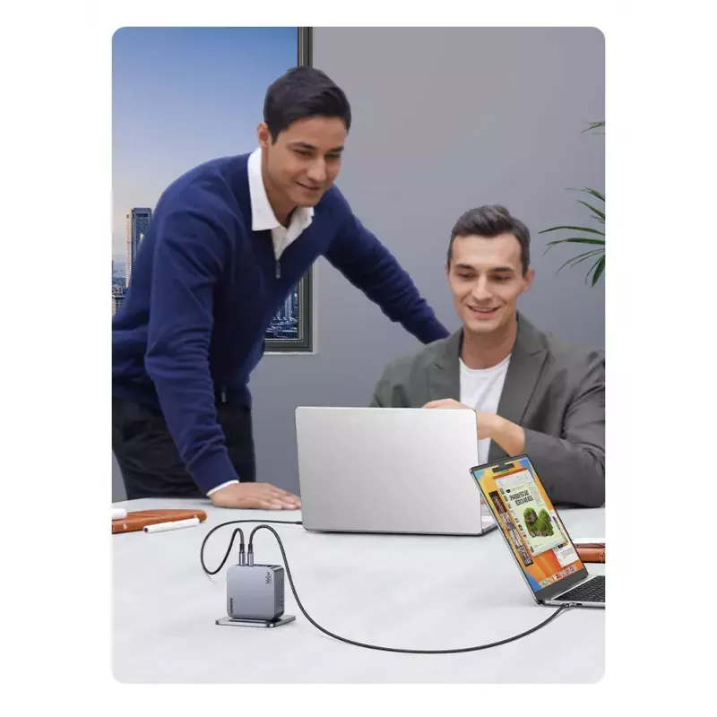 Ugreen Nexode Pro 160W GaN Ladegerät mit USB-C-Kabel Universal Schwarz, Grau AC Schnellladung Indoor