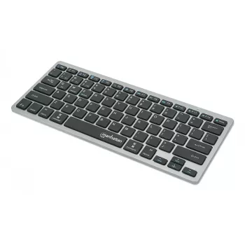 Manhattan Ultra schlank Dual-Mode Wireless Tastatur, Deutsches QWERTZ-Layout, Bluetooth (v3.0) und Wireless (2,4 GHz), 78 flache Scherentasten, automatische Energieverwaltung, Reichweite 10 m, USB-A-Mikroempfänger, AAA-Batterie (im Lieferumfang enthalten), Windows und Mac, Drei Jahre Garantie