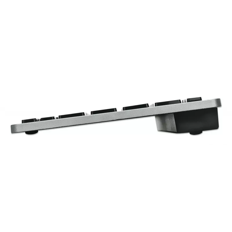 Manhattan Ultra schlank Dual-Mode Wireless Tastatur, Deutsches QWERTZ-Layout, Bluetooth (v3.0) und Wireless (2,4 GHz), 78 flache Scherentasten, automatische Energieverwaltung, Reichweite 10 m, USB-A-Mikroempfänger, AAA-Batterie (im Lieferumfang enthalten), Windows und Mac, Drei Jahre Garantie