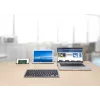 Manhattan Ultra schlank Dual-Mode Wireless Tastatur, Deutsches QWERTZ-Layout, Bluetooth (v3.0) und Wireless (2,4 GHz), 78 flache Scherentasten, automatische Energieverwaltung, Reichweite 10 m, USB-A-Mikroempfänger, AAA-Batterie (im Lieferumfang enthalten), Windows und Mac, Drei Jahre Garantie