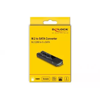 DeLOCK Konverter M.2 2280 Key B+M Stecker auf 5 x SATA mit Kühlkörper
