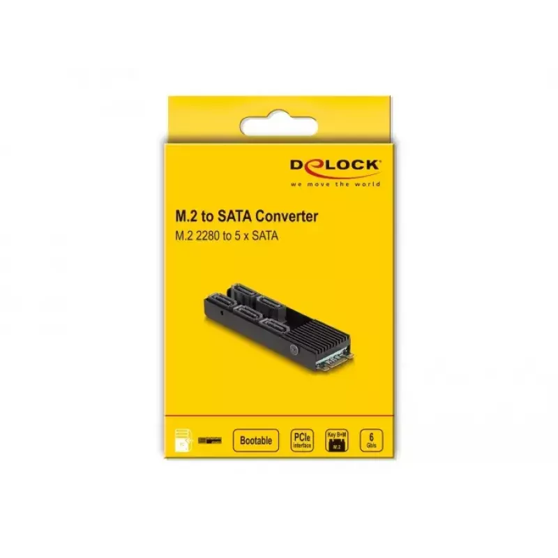 DeLOCK Konverter M.2 2280 Key B+M Stecker auf 5 x SATA mit Kühlkörper