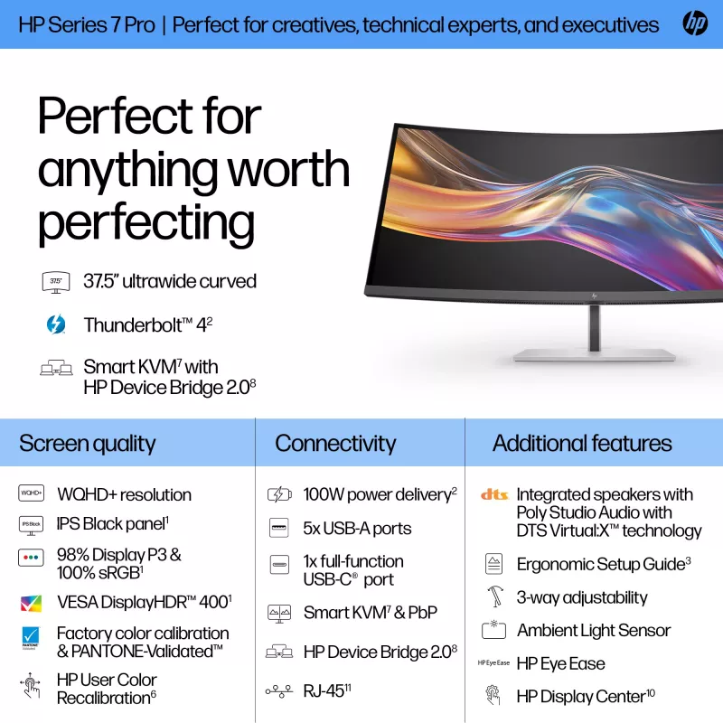 HP Series 7 Pro 37,5 Zoll WQHD+ Thunderbolt 4 Monitor - 738pu