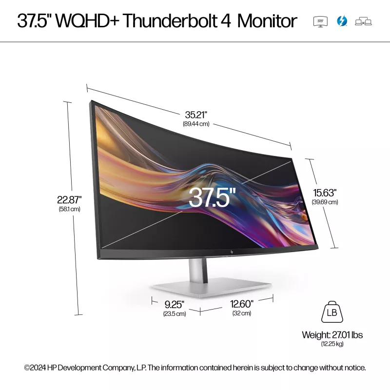 HP Series 7 Pro 37,5 Zoll WQHD+ Thunderbolt 4 Monitor - 738pu