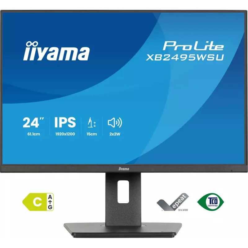 Monitor IIYAMA ProLite XB2495WSU-B1 61,2 cm (24.1 Zoll) 1920×1200 IPS Full HD, 4 ms, USB 3.2 Hub, höhenverstellbar, Lautsprecher