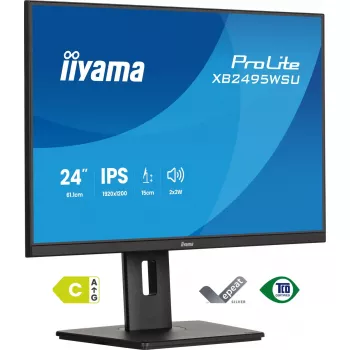 Monitor IIYAMA ProLite XB2495WSU-B1 61,2 cm (24.1 Zoll) 1920×1200 IPS Full HD, 4 ms, USB 3.2 Hub, höhenverstellbar, Lautsprecher