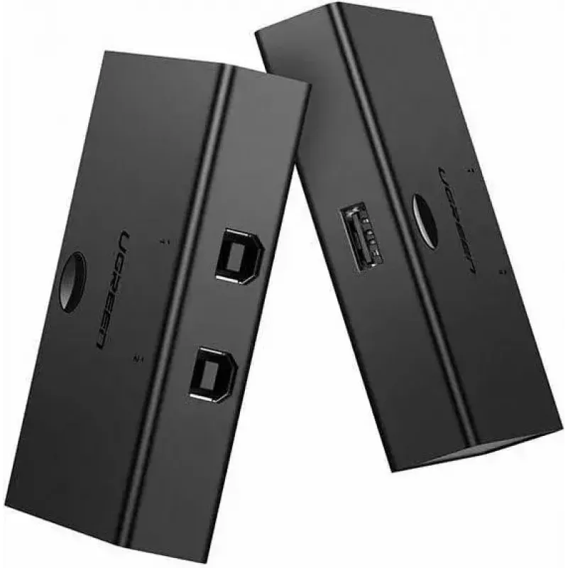 USB-Umschalter UGREEN UGR423 2x1 Schwarz — 2 Computer an 1 USB-Gerät, manuelle Taste