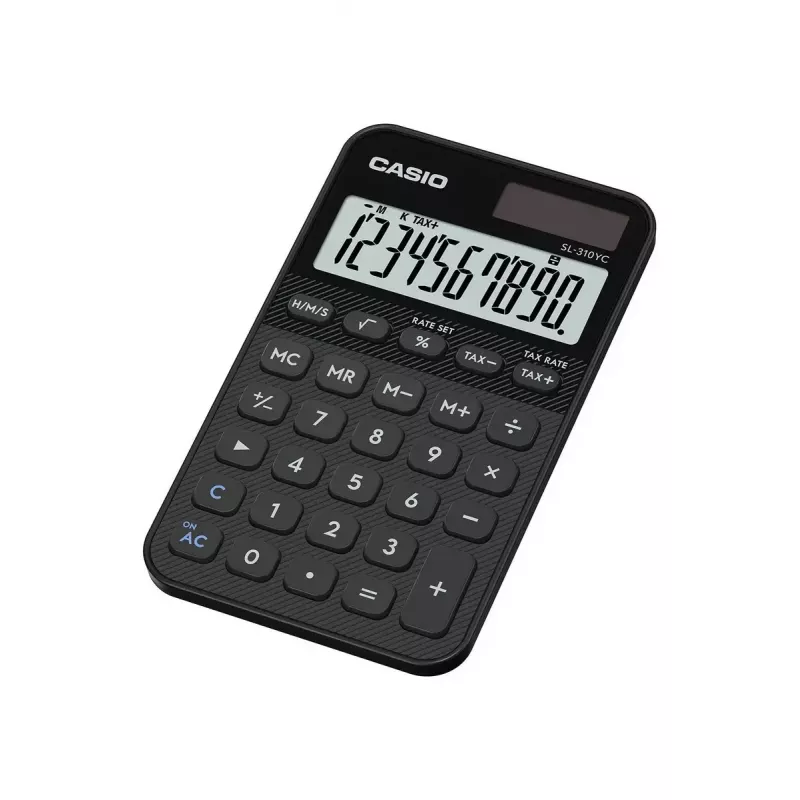 Taschenrechner CASIO SL-310YC im Taschenformat, einfach, 10-stellig, Batterie und Solar, Steuer- und Gewinnfunktionen, schwarz