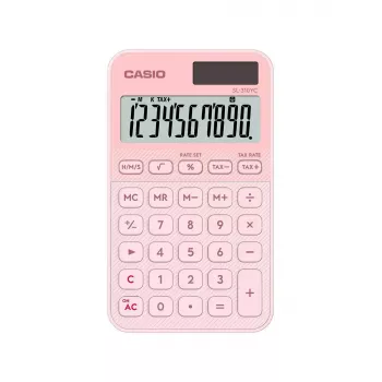 Taschen-Basisrechner CASIO SL-310YC — 10 Ziffern, Batterie/Solar, Steuer- & Gewinnfunktionen, Hellrosa