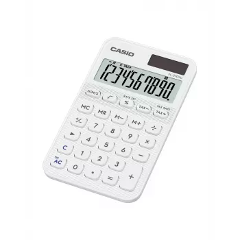 Taschenrechner CASIO SL-310YC Pocket Basic, 10-stellig, Batterie/Solar, weiß