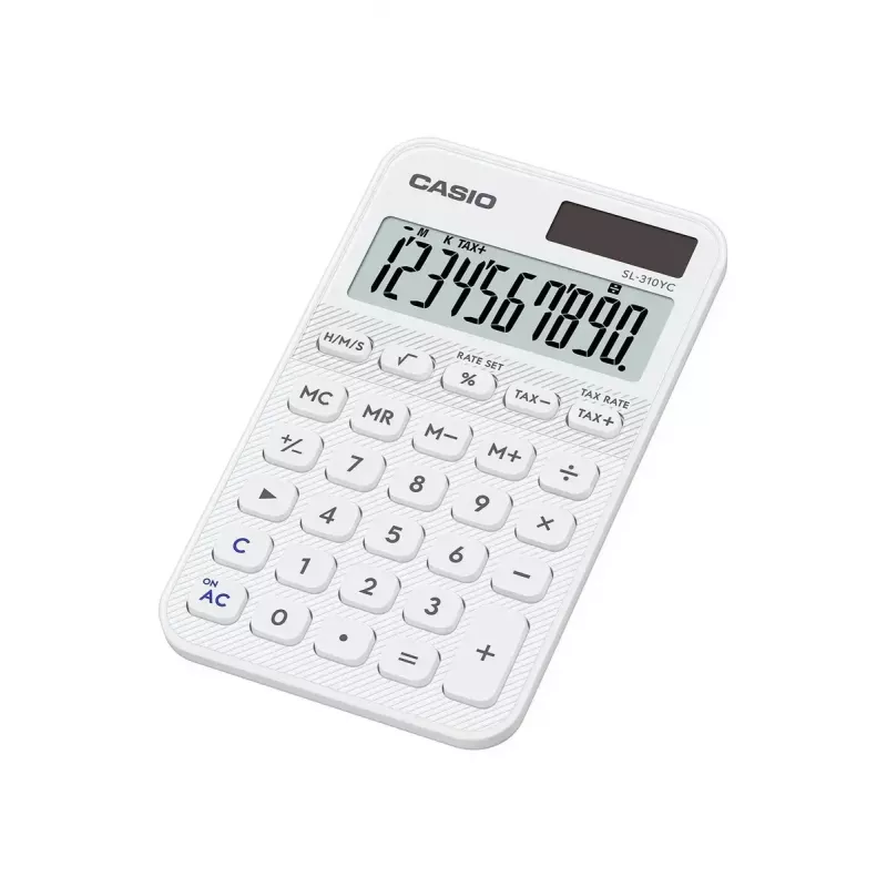 Taschenrechner CASIO SL-310YC Pocket Basic, 10-stellig, Batterie/Solar, weiß