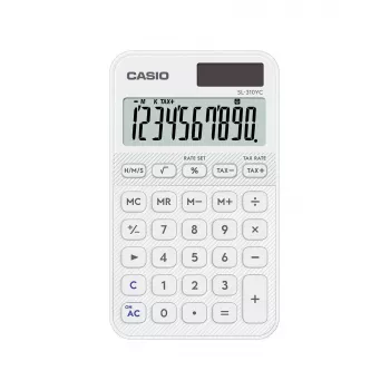 Taschenrechner CASIO SL-310YC Pocket Basic, 10-stellig, Batterie/Solar, weiß