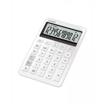 Desktop-Basisrechner CASIO MS-200DQ 12-stellig, Batterie/Solar, Steuer- und Gewinnfunktionen, weiß