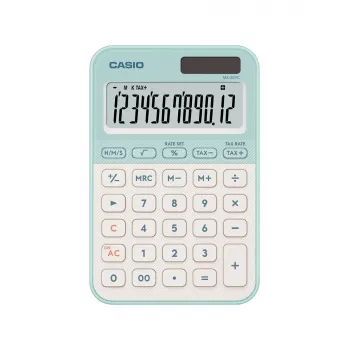 Tischrechner CASIO MS-20YC — Basic 12-stellig, Batterie/Solar, Steuer- & Gewinnfunktionen, hellgrün