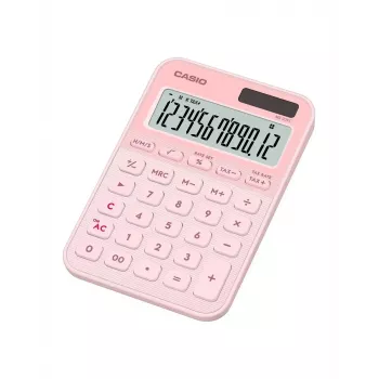 Desktop-Basisrechner CASIO MS-20YC — 12-stellig, Steuer- & Gewinnfunktionen, Batterie/Solar, Hellrosa