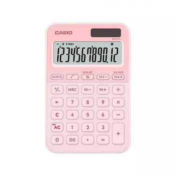 Desktop-Basisrechner CASIO MS-20YC — 12-stellig, Steuer- & Gewinnfunktionen, Batterie/Solar, Hellrosa