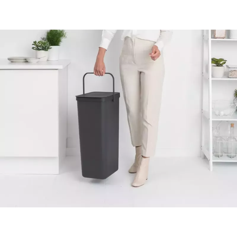 Brabantia Sort & Go 40L Rechteckiger Recycling-Abfalleimer Grau
