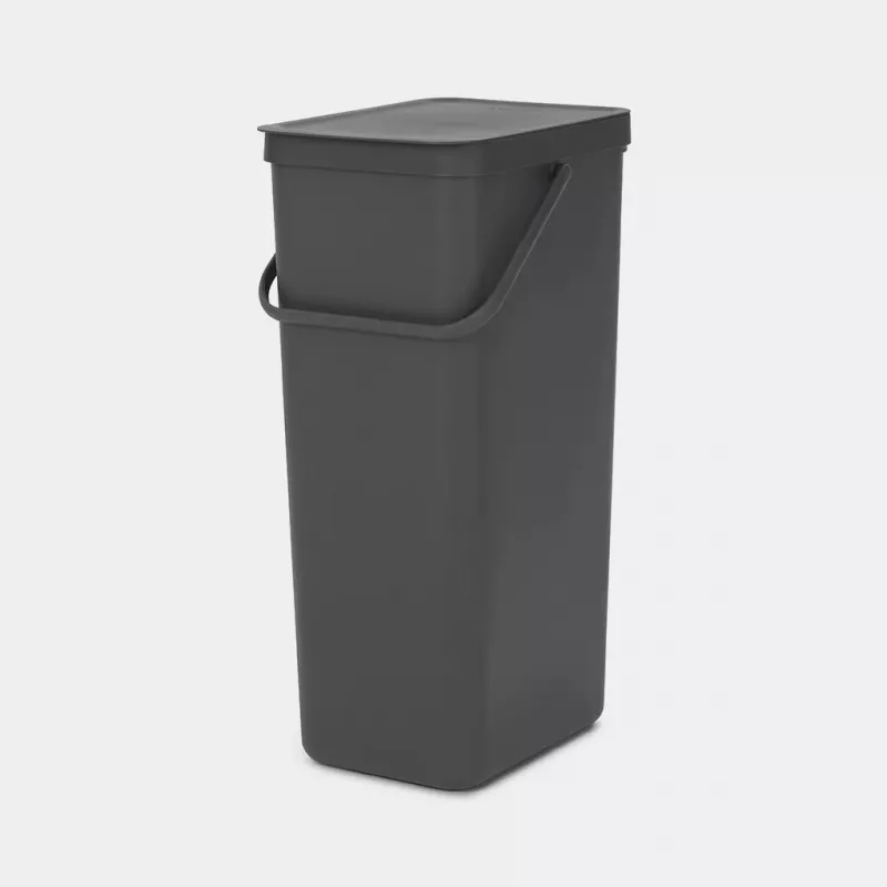 Brabantia Sort & Go 40L Rechteckiger Recycling-Abfalleimer Grau