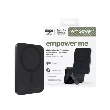 PanzerGlass empower™ by ® empower™ Bank mit Spin Stand | 5000mAh | Space Schwarz