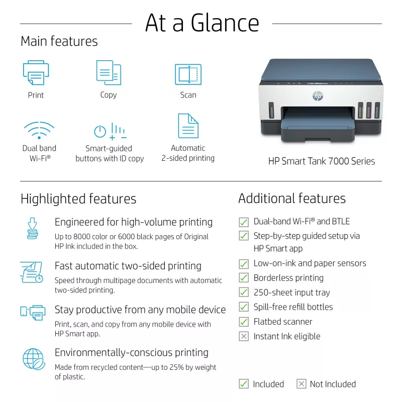 HP Smart Tank Drucker, Thermotintenstrahl, Farbdruck, 4800 x 1200 DPI, A4, Direktdruck, Grau