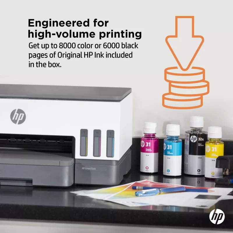 HP Smart Tank Drucker, Thermotintenstrahl, Farbdruck, 4800 x 1200 DPI, A4, Direktdruck, Grau